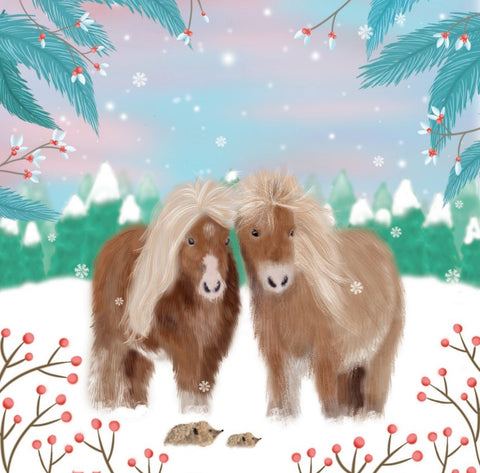 Ponies in the Snow (Pack of 10 Cards)