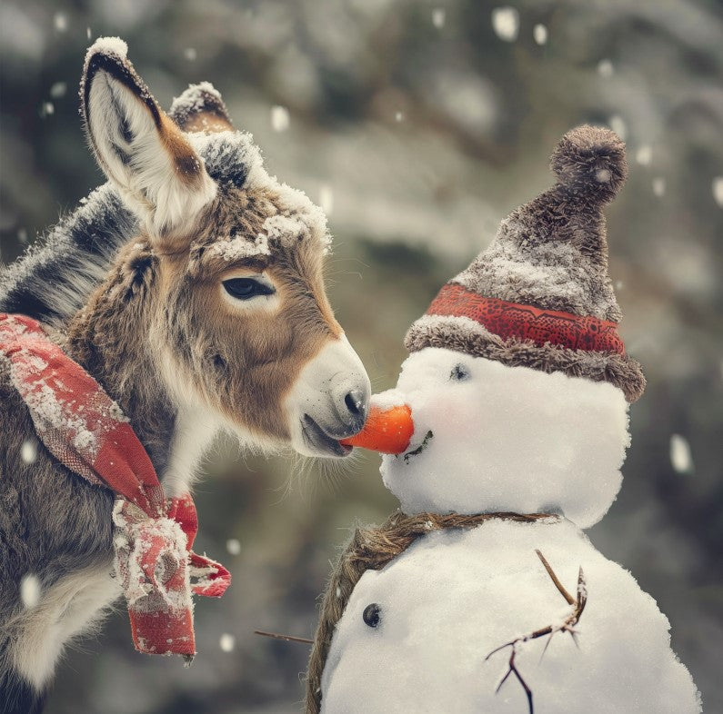 Donkey and Snowman (Pack of 10 Cards)