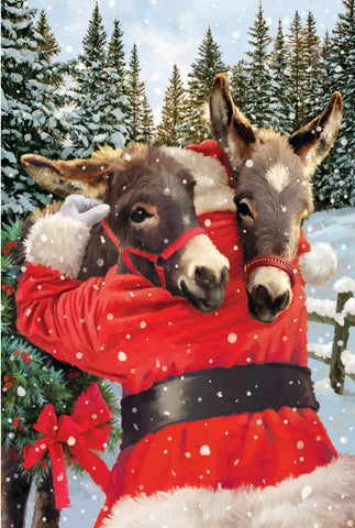 Santa and Donkeys (Pack of 10 Cards)