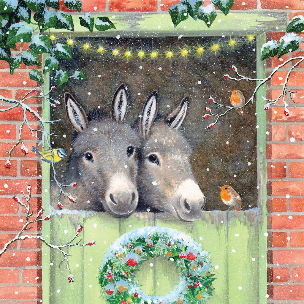 Donkeys in a Barn (Pack of 10 Cards)