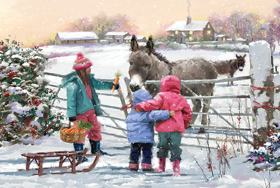 Feeding the donkeys